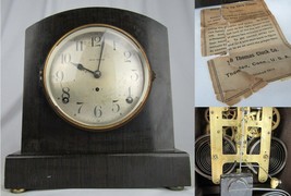 working antique mantel clock SETH THOMAS tombstone GONG wood - $179.99