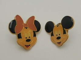 Mickey &amp; Minnie Mouse Classic Shaped Lapel Hat Pin Pair Pinchback - £23.58 GBP