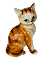 Cat Kitten Figurine vtg  1950s Japan anthropomorphic tiger stripe tabby ... - $29.65