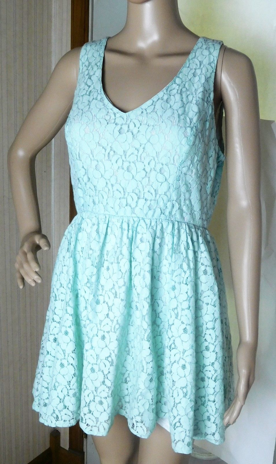 Heartsoul Women&#39;s Dress - Size 10 - Sleeveless - Mint Green - Mini - Lace - $10.44