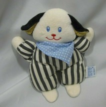 Eden Stuffed Plush Baby Puppy Dog Rattle Toy Black White Stripe Bandana Blue Dot - $39.59