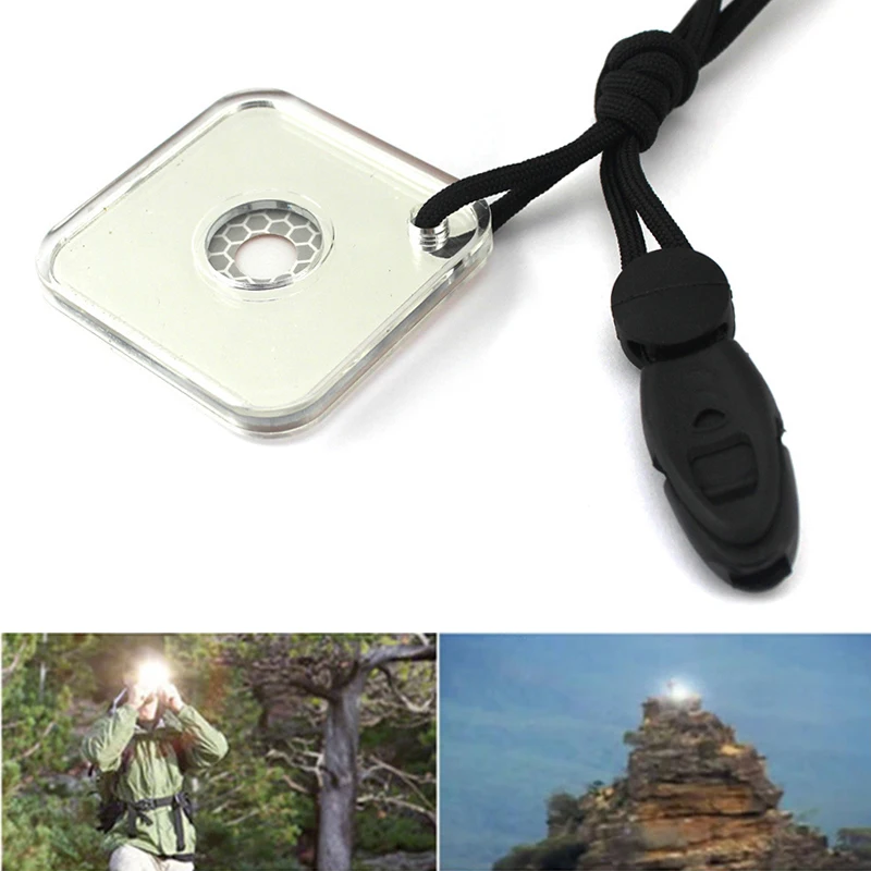 Outdoor Survival Reflective Signal Mirror For Hiking Camping Emergency Practical - £11.85 GBP