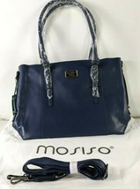 New Open Box MOSISO PU Leather Laptop Tote Bag for Women (15-16 inch), Navy Blue - £31.15 GBP