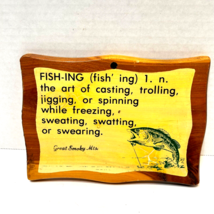 Vintage Fishing Wooden Wall Plaque Great Smoky Mts Souvenir 7 x 5 inch - £9.84 GBP