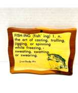 Vintage Fishing Wooden Wall Plaque Great Smoky Mts Souvenir 7 x 5 inch - £10.05 GBP