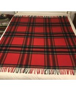 MT I1 Plaid Throw Blanket Wool Blend Italy 54x64 Fringe - $42.08