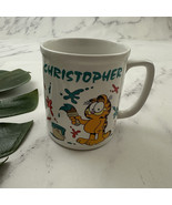 Garfield Vintage Christopher Coffee Mug 80s 90s White Paint Splatter Cup... - $19.79