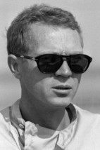 Steve McQueen iconic B/W portrait wearing vintage Persol sunglasses 24x36 Poster - $29.99