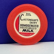 Dairy milk bottle cap farm advertising vtg label Castonguays Sabattus Ma... - $7.87
