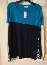 Crown &amp; Ivy Color Block W Side Ties Long Sleeve Sweater Women&#39;s Sz XX-La... - £23.94 GBP