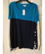 Crown &amp; Ivy Color Block W Side Ties Long Sleeve Sweater Women&#39;s Sz XX-La... - $42.05 CAD
