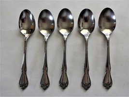 vintage 1881 ROGERS STAINLESS FLATWARE CHATELAINE TRUE 5 soup spoons - $24.70