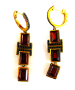 Ross-Simons Garnet and Black Spinel Drop Earrings in 18kt Gold Over Ster... - $2,803.70 MXN