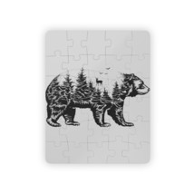 Toddler Puzzle, Personalized Black and White Bear Forest Scene, 30-Piece, Ages 3 - £18.11 GBP