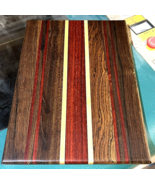 BEAUTIFUL FINISHED CUTTING BOARD WITH EXOTIC BOCOTE &amp; PADAUK &amp; AMERICAN ... - $98.95