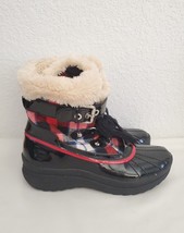 Anne Klein Sport Tartan Plaid Winter Waterproof Duck Boots Gallup Red Black 7 - £39.56 GBP
