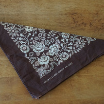 Vintage Brown Floral Flower Handkerchief Headscarf Babushka - £22.85 GBP