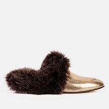 The Izmir Gold Leather Natural Fur Women Slipper image 7