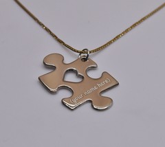 Personalized Custom Autism Puzzle Piece Charm 925 Solid Silver Mental Health - £70.10 GBP