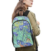 Irises Van Gogh Flower Floral Art School Backpack with Side Mesh Pockets - $45.00