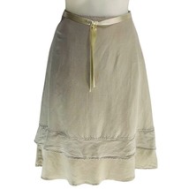 K. JORDAN Skirt Linen Blend Beige A-Line Women&#39;s Size 8 - £14.14 GBP