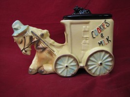 American Bisque Vintage &quot;Cookies and Milk&quot; Donkey Carriage Cookie Jar - £51.79 GBP