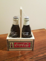 The Coca-Cola Co. Porcelain Salt &amp; Pepper Shakers In Wood Crate (NEW) - £15.42 GBP