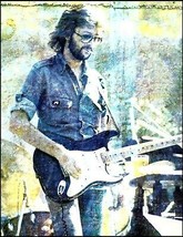 Eric Clapton onstage with Fender Stratocaster guitar 8 x 11 pin-up artwork - $4.23