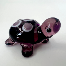 Murano Glass, Handcrafted Unique Lovely Baby Turtle Figurine, Purple Color - $23.28