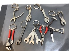 9 Vintage Keyrings Tools Keychain Outils Wrench Ancien Porte-Clés Pliers Hammer - £15.84 GBP
