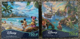 2 Disney Thomas Kinkade Jigsaw Puzzles NIB Mickey Mouse Peter Pan 750 Pce Ceaco - £19.78 GBP