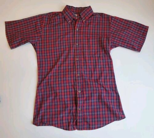 Bellcraft VTG 1950s Plaid Button Up Shirt Sleeved Men&#39;s Shirt Medium 15-... - $24.55
