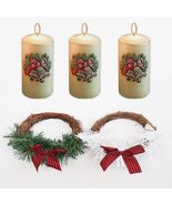 Christmas Wreath Brown Candle Rings Bow Eucalyptus Garland Candle Holder - €9,54 EUR
