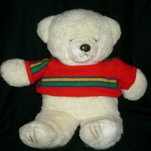 14&quot; VINTAGE WHITE TEDDY BEAR PRESTIGE TOY CORP STUFFED ANIMAL PLUSH TOY ... - £29.54 GBP