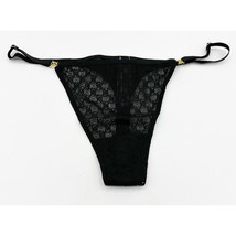 Victoria&#39;s Secret Icon Adjustable Monogram Thong Panties Black Size Larg... - $185.59 MXN