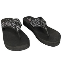 Skechers Black Size 9 Yoga Foam Rhinestone Wedge Flip Flops Sandals - £23.58 GBP