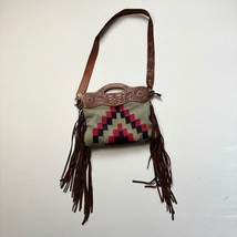 American Darling Bag Tooled Leather Fringe Purse Western Aztec Saddle Blanket - £114.74 GBP