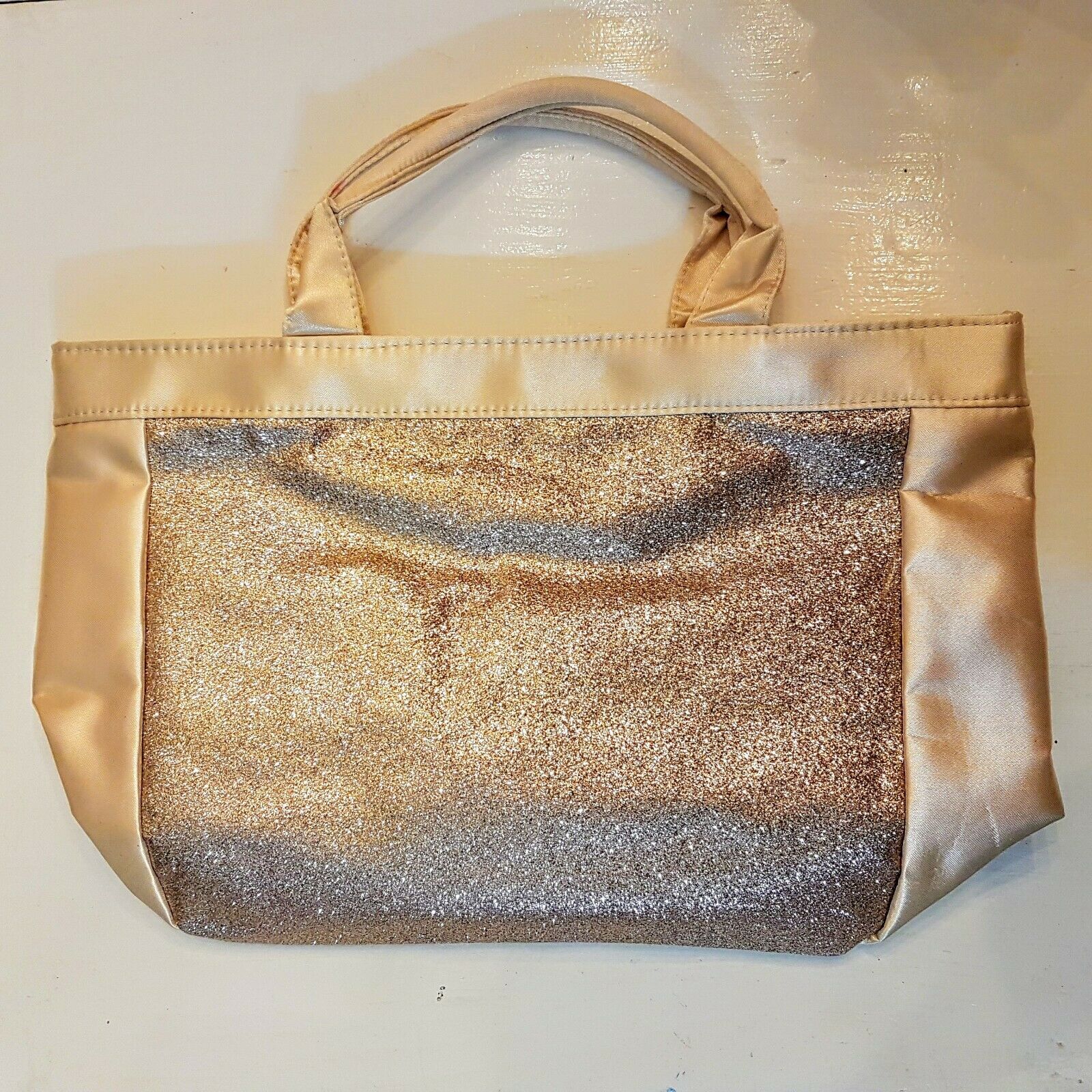 Avon All That Glitters Hand Bag Tote Metallic Gold Color Trim Shopper Purse New - $14.85