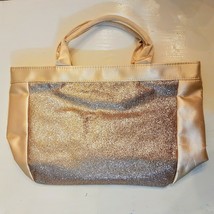 Avon All That Glitters Hand Bag Tote Metallic Gold Color Trim Shopper Pu... - $14.85