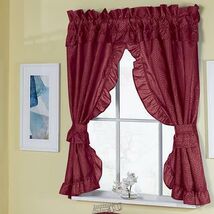 Starlite 70"Wx45"L Window Set Attached Valances and Tiebacks Ruby 100% P... - $14.24