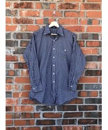 CHAPS RALPH LAUREN White/Navy Blue Plaid Button Down Shirt Mens 16 32/33 M - $14.39