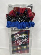 scünci 4 pcs Matching Mask &amp; Scrunchies Set Red Plaid Polka Dot Hair Tie - £3.13 GBP