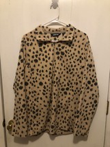 NEW Lands End Womens SZ XL 18 1/4 Zip Cheetah Print Fleece Sweatshirt - £12.43 GBP