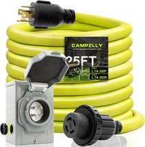 30 Amp Generator Cord 25Ft And Power Inlet Box, Nema L14-30P/L14-30R, Etl Listed - £87.91 GBP