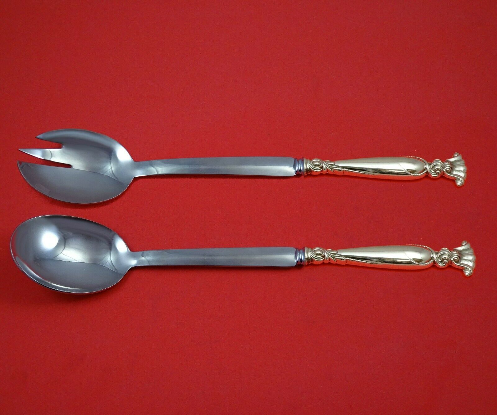 Primary image for Romance of the Sea by Wallace Sterling Silver Salad Serving Set Modern Custom