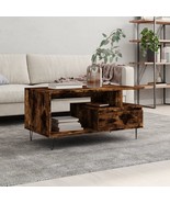 Industrial Rustic Smoked Oak Wooden Living Room Coffee Table With Shelf ... - £74.72 GBP