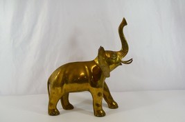 Brass Elephant Statue Large 13&quot; Tall Trunk Up Good Luck Figurine Statue - £52.25 GBP