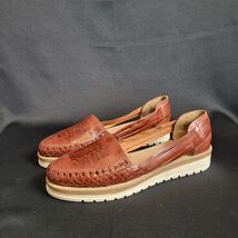 Linea Diamante Huarache Brown Espadrill Leather Woven Shoes Slip On sz 1... - $34.79