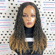 Braided Lace Wig Small Braid Wigs Goddess Box Braids Wavy Curls Lace Front Wig - £144.06 GBP