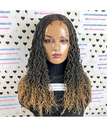 Braided Lace Wig Small Braid Wigs Goddess Box Braids Wavy Curls Lace Fro... - £144.05 GBP